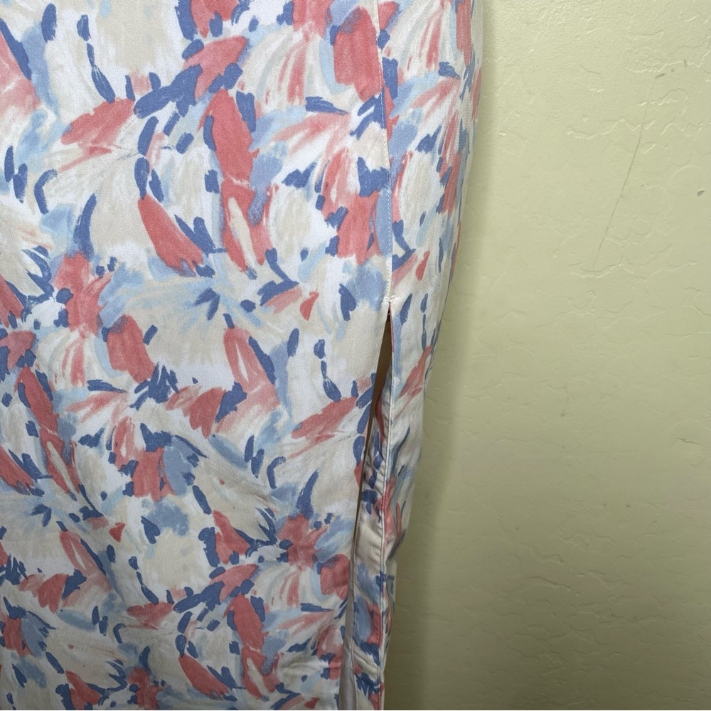 Abercrombie & Fitch Pink and Cream Printed Halter Midi Dress with Slit Size S - Picture 4 of 14